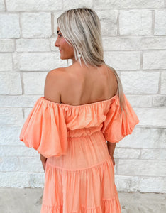 Angel Girl Peach Midi Dress