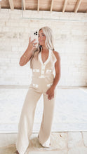 Load image into Gallery viewer, Leave Them Guessing Contrast Button Halter Top &amp; Pant Set - Beige
