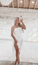 Load image into Gallery viewer, Quiet Waves Sheer Bodysuit Strapless Ruffle Trim Mini Dress