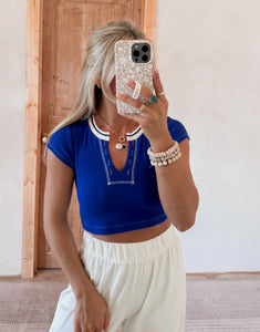 Jamey Contrast Blue Stitch Top