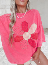 Load image into Gallery viewer, Rachel Floral Smiley Face Patch Washed Boxy Top