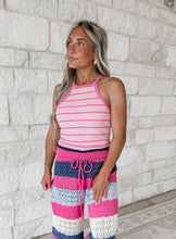 Load image into Gallery viewer, Mila Built in Bra Contrast Binding Halter Tank - Warm Pink