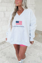 Load image into Gallery viewer, United States Flag Embroidered V-Neck Sweatshirt
