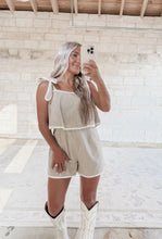 Load image into Gallery viewer, Trust Me On This Taupe/Green Striped Romper