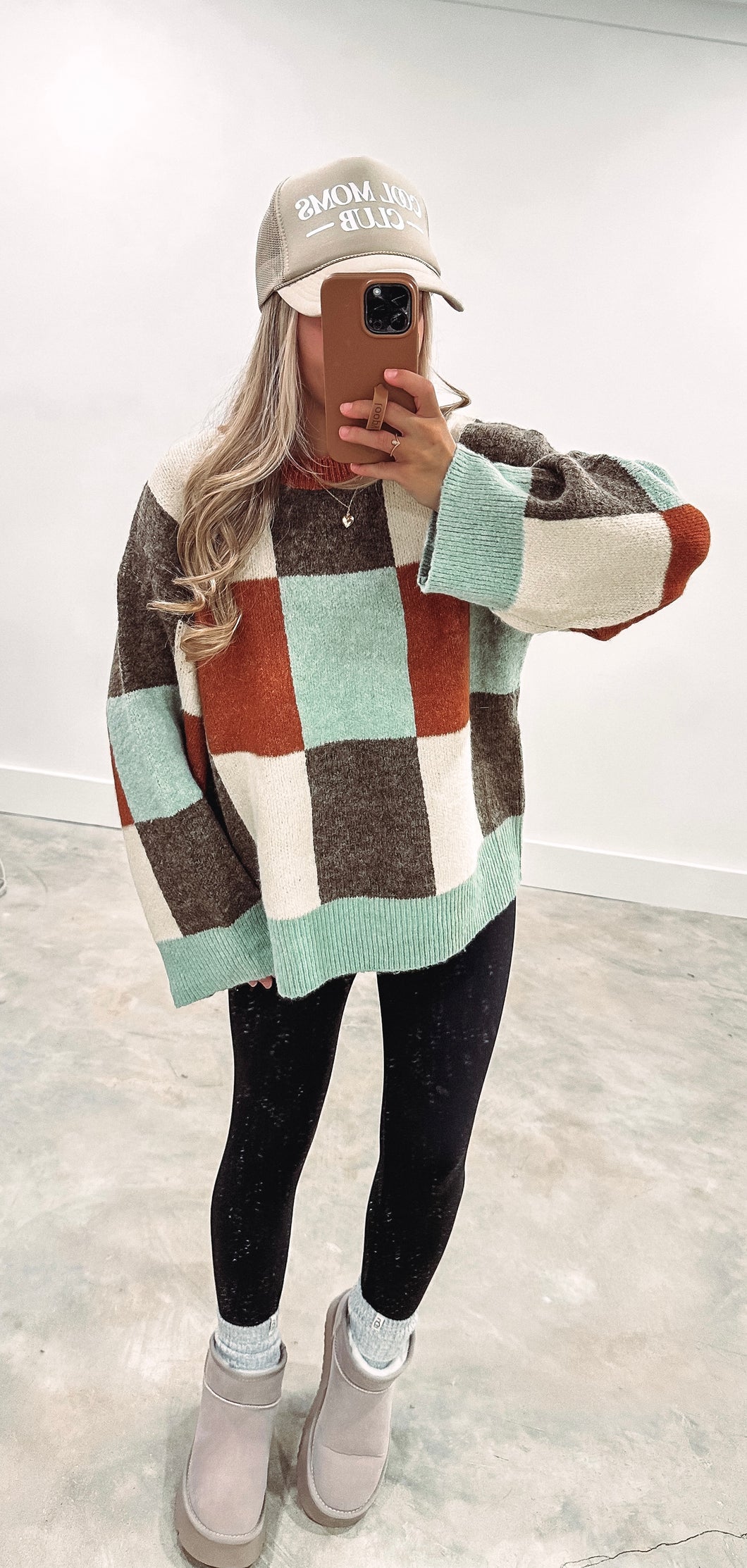Neutral Babe Checkered Sweater