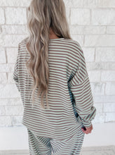 Load image into Gallery viewer, Easy Living Striped Brush Knit Loose Fit Top &amp; Wide Leg Pants Set