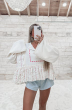 Load image into Gallery viewer, Darling Dreams Flare Sleeve Embroidered Cropped Knit Top