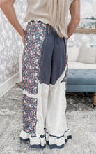 Load image into Gallery viewer, Through The Seasons Double Gauze Lace Patchwork Ruffle Pants - Navy