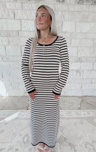 Load image into Gallery viewer, Restock - Meant Every Word Striped Knit Maxi Dress - Sand/Black