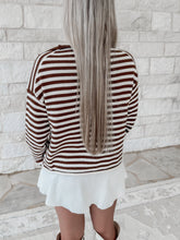 Load image into Gallery viewer, Elon’s Striped Knit Top - Ivory/Brown