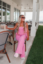 Load image into Gallery viewer, Summer House Ribbed Strapless Tube Top &amp; Wide-Leg Pants Set