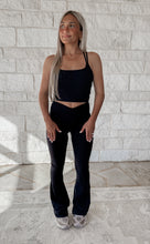 Load image into Gallery viewer, Venice Criss-Cross Sports Bra &amp; Crossover Yoga Pant Set - Black