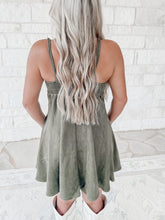 Load image into Gallery viewer, Fall Ball Suede Embroidered Mini Dress - Olive