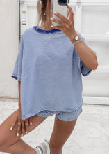 Load image into Gallery viewer, First Mate Stripe Oversized Tee &amp; Drawstring Short Set