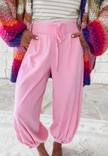 Load image into Gallery viewer, Found Peace Acid Washed Capri Bubble Jogger Pants - Pink