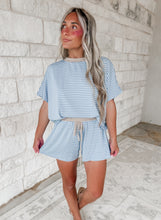 Load image into Gallery viewer, Vacay Mode Loose Fit Striped Knit  &amp; Mini Shorts Set