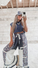 Load image into Gallery viewer, Through The Seasons Double Gauze Lace Patchwork Ruffle Pants - Navy