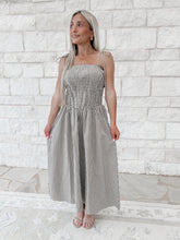 Load image into Gallery viewer, Stand Corrected Smocked Drop Waist Checkered Midi Dress w/ Pockets