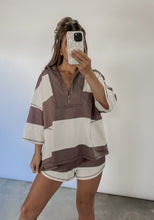 Load image into Gallery viewer, No Place Like Home Stripe Half Zip Short Set - Driftwood/Cashmere