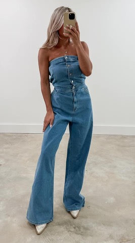 Alice Strapless Denim Jumpsuit