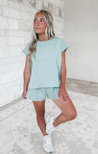 Load image into Gallery viewer, New Day Ahead Cap Sleeve Boxy Top and Short Set - Sage