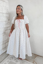 Load image into Gallery viewer, Years Together Bow Detail Floral Puff Sleeve Denim Maxi
