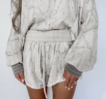 Load image into Gallery viewer, Woodland Whispers Camo Raw Edge Top &amp; Short Set - Taupe