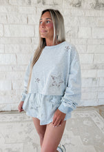 Load image into Gallery viewer, My Wish Star Lace Embellished Detail Sweatshirt &amp; Skort Set - Heather Gray