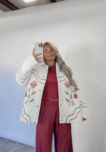 Load image into Gallery viewer, Back In Town Multi Floral Embroidered Quilted Jacket - Off White