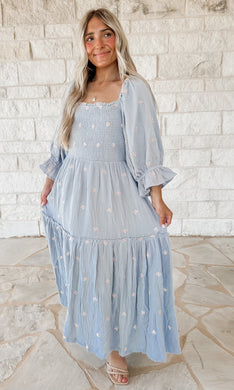 Willow Embroidery Puff Sleeve Maxi