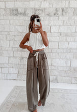 Load image into Gallery viewer, Here We Go Balloon Shaped Washed Terry Pants - Olive