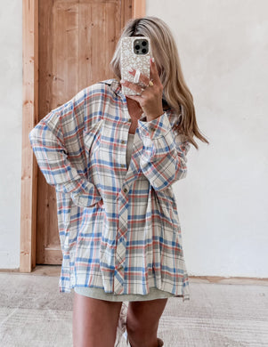 Fine Feeling Red + Blue Plaid Top