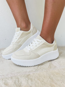 Perfect Find Beige Denim Sneakers