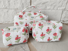 Load image into Gallery viewer, Magnolia Rose Quilted Cosmetic Bags (set of 3)