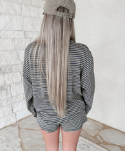 Load image into Gallery viewer, Get Comfy Striped Long Sleeve &amp; Short Set - Olive Multi