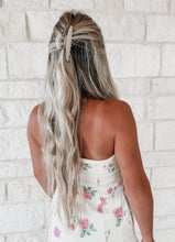Load image into Gallery viewer, Floral Fantasy Pink-Cream Ditsy Bow Accent Tube Mini Dress