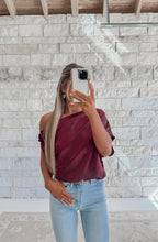 Load image into Gallery viewer, Sally Satin One Shoulder Top - Burgundy
