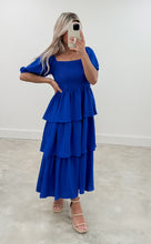 Load image into Gallery viewer, On Vacation Blue Smocked Tiered Maxi