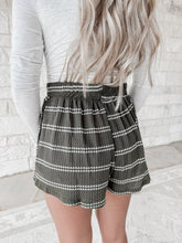 Load image into Gallery viewer, Allie Striped Waffle Shorts - Olive