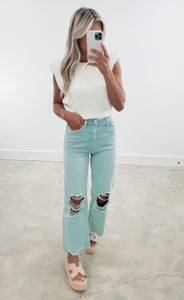 My Moment Vintage Mint Flare Jeans