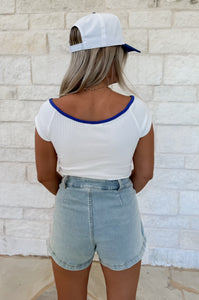 Late Nights Blue/ White Bodysuit