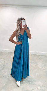 Lucy Plunging Pleated Maxi Dress