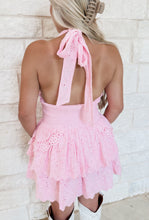 Load image into Gallery viewer, Make Your Move Pink Halter Eyelet Dress