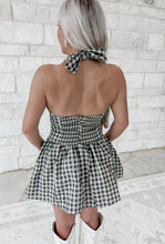 Load image into Gallery viewer, October Outing Halter Checkered Fit &amp; Flare Mini Dress