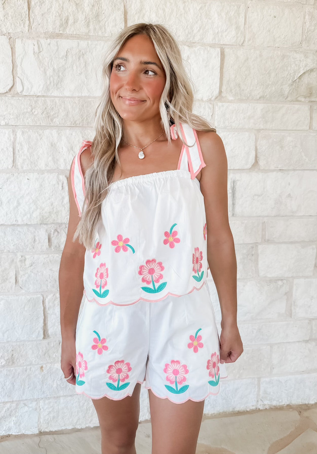 Girls Brunch Embroidery Short Set (FINAL SALE)