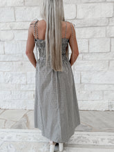 Load image into Gallery viewer, Stand Corrected Smocked Drop Waist Checkered Midi Dress w/ Pockets