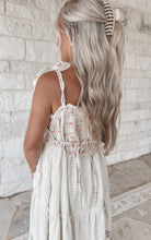 Load image into Gallery viewer, Heard It Before Ruffle Strap Textured Denim Maxi Dress - Cream
