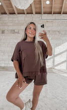 Load image into Gallery viewer, Butter Bliss Exposed Seam Boxy Top &amp; Shorts Set - Brown
