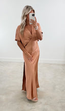 Load image into Gallery viewer, Classy Date Gold Sand Satin Maxi