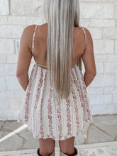 Load image into Gallery viewer, Leaves Falling Floral Open Back Mini Dress